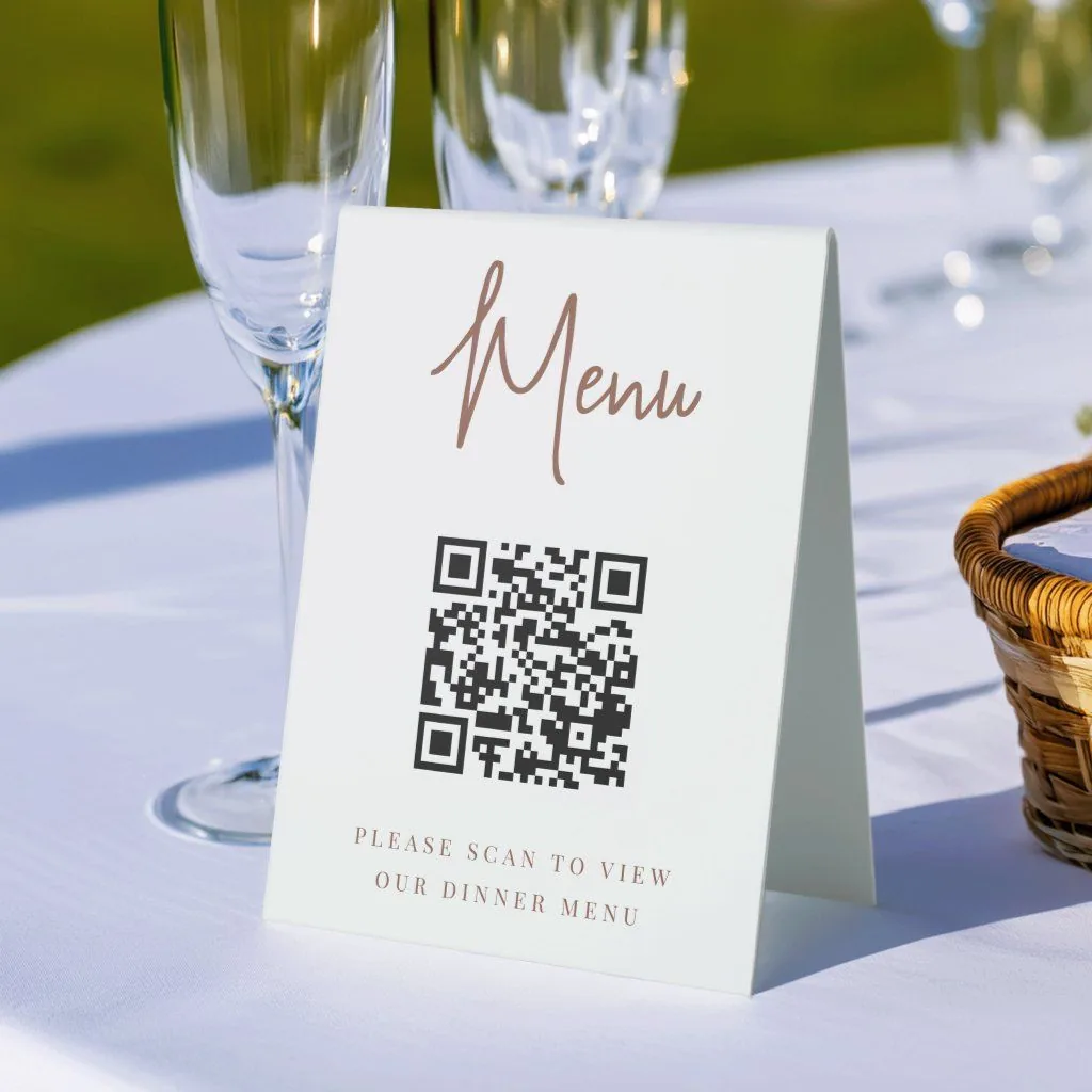Elegant TapXora QR menu card on a dining table